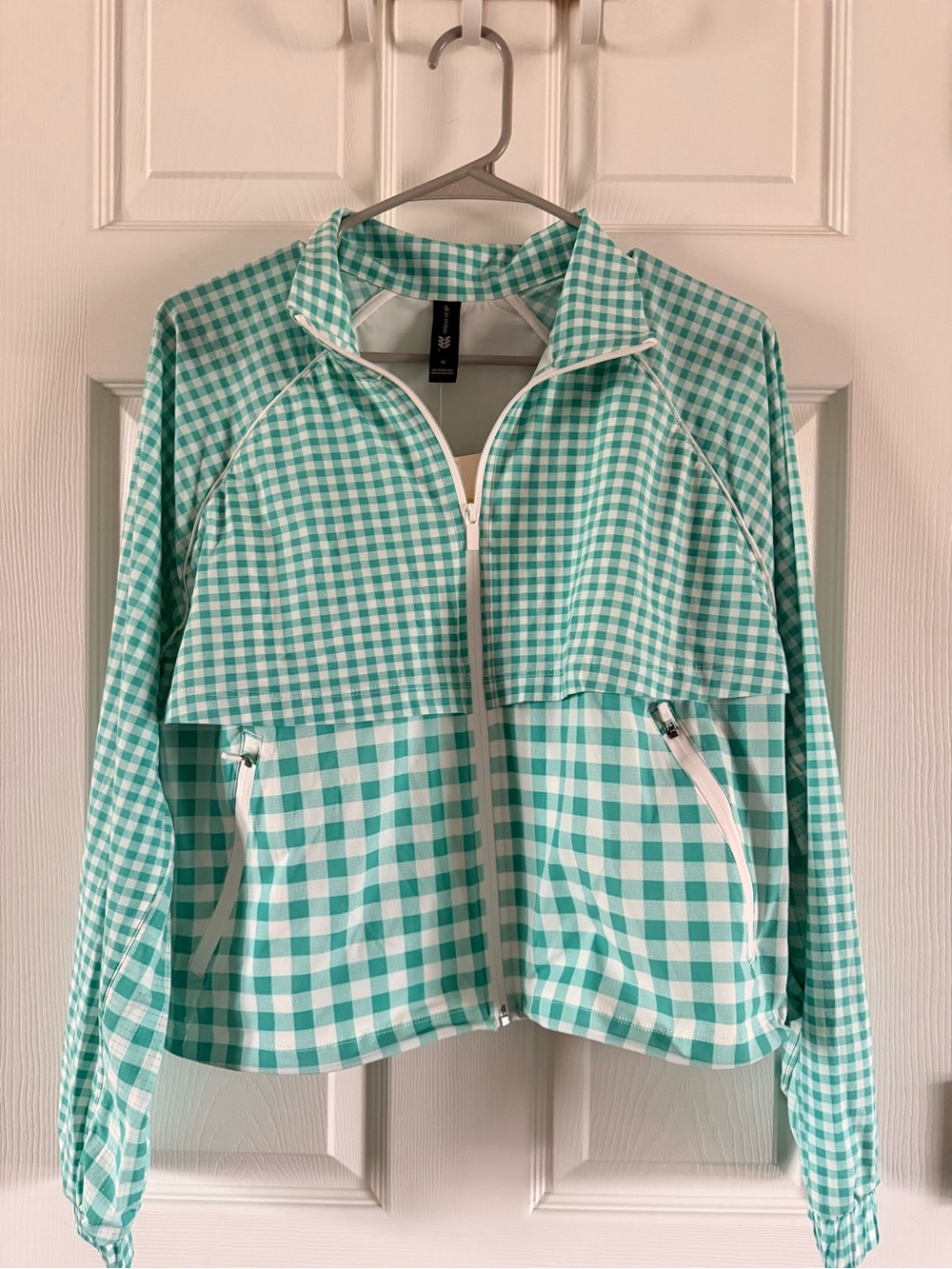 All in Motion Mint Gingham Zip-Front Utility Jacket